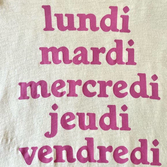 White Tee French Graphic J. Crew "Les jours de la semaine" crewneck Y2K - Picture 3 of 10